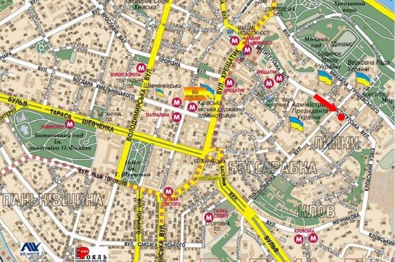 Схема рекламної площини за адресою Институтская ул., 22, в сторону Липская ул.