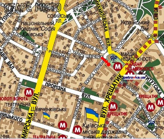 Схема рекламной плоскости по адресу Независимости пл., возле "Главпочтампт", в сторону Крещатик ул., №4