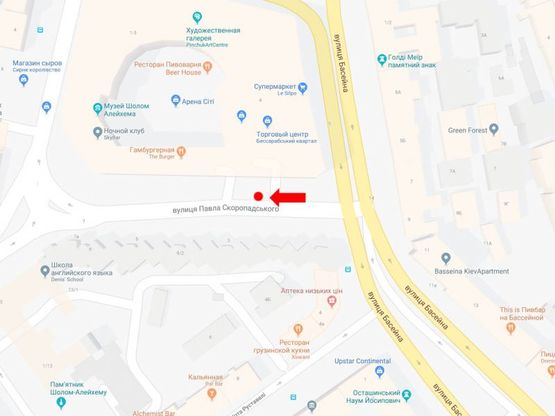 Схема рекламной плоскости по адресу Бассейная, 6, ТЦ "Арена сити" и "Мандарин плаза", в сторону ул. Б. Васильковская