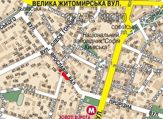 Схема рекламной плоскости по адресу Ярославов Вал ул., 13 / ул. Стрелецкая, напротив отеля "Radisson Blu", в сторону Львовская пл.