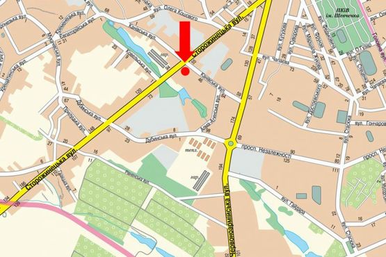 Схема рекламної площини за адресою Сторожинецкая ул. / Каспрука ул., возле гостиницы "Арбат", из города