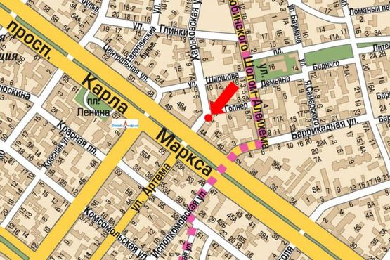 Схема рекламної площини за адресою Харьковская ул., 2 / Магдебургского права ул. (бывш. Гопнер ул.), напротив магазина "Цитрус" Схема рекламної площини за адресою Харьковская ул., 2 / Магдебургского права ул. (бывш. Гопнер ул.), напротив магазина "Цитрус"