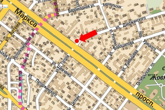 Схема рекламної площини за адресою Вернадского ул. (бывш. Дзержинского ул.), 1-3 / Яворницкого пр. (бывш. Маркса пр.), банк "KredoBank"