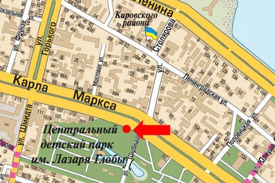 Схема рекламной плоскости по адресу Яворницкого пр. (бывш. Маркса пр.), парк им. Глобы, из центра Схема рекламной плоскости по адресу Яворницкого пр. (бывш. Маркса пр.), парк им. Глобы, из центра