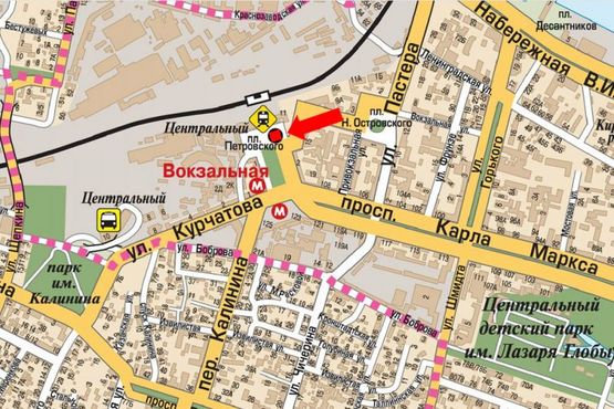Схема рекламної площини за адресою Привокзальная ул. / Вокзальная пл. (бывш. Петровского пл.)