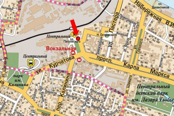 Схема рекламной плоскости по адресу Привокзальная ул. / Вокзальная пл. (бывш. Петровского пл.)