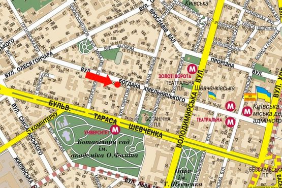 Схема рекламної площини за адресою Хмельницкого ул., 37А, в сторону Владимирская ул. Схема рекламної площини за адресою Хмельницкого ул., 37А, в сторону Владимирская ул.