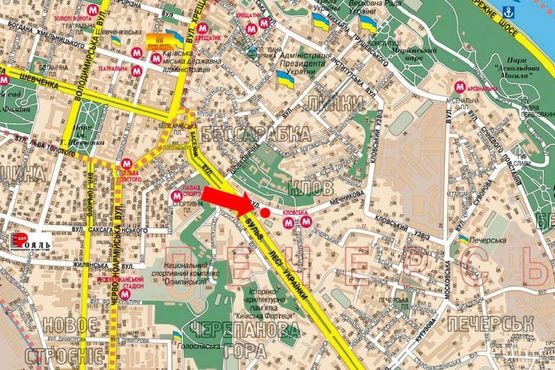 Схема рекламной плоскости по адресу Мечникова ул., 6, напротив ресторана "Serebro", в сторону ст. м. "Кловская"