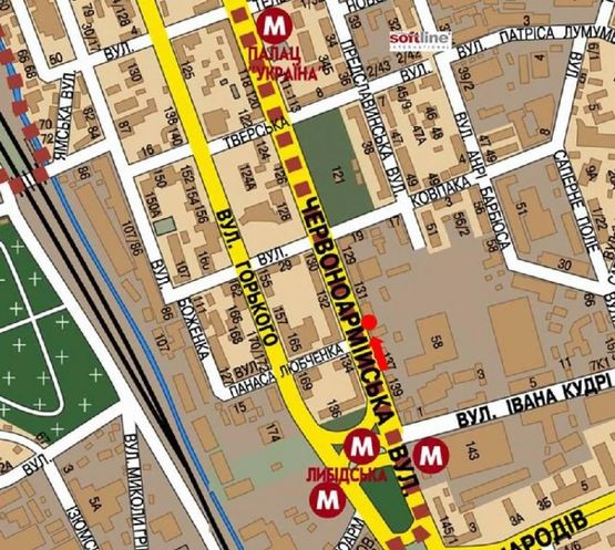 Схема рекламной плоскости по адресу Б. Васильковская ул. (бывш. Красноармейская ул.), 131, АЗС "ЛукОйл", на светофоре, в центр