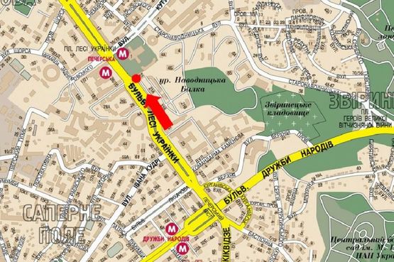Схема рекламної площини за адресою Украинки бул., 21, в сторону ст. м. "Печерская"