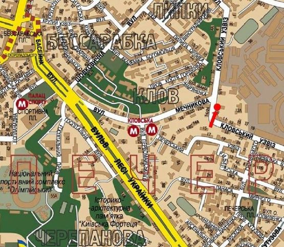 Схема рекламной плоскости по адресу Кловский спуск, 9/2 / ул. Мечникова, в сторону ул. Институтской Схема рекламной плоскости по адресу Кловский спуск, 9/2 / ул. Мечникова, в сторону ул. Институтской