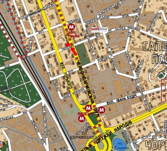 Схема рекламной плоскости по адресу Б. Васильковская ул. (бывш. Красноармейская ул.), 122 / Тверская ул., в сторону Крещатик ул.