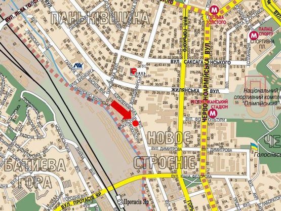 Схема рекламної площини за адресою Короленковская ул., 6, на светофоре, поворот на супермаркет "Мегамаркет", в сторону Деловая ул. (бывш. ул. Димитрова)