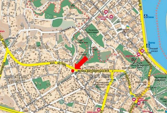 Схема рекламной плоскости по адресу Сечевых Стрельцов ул. (бывш. Артема ул.), 1/5, Львовская пл., заезд на Бульварно-Кудрявская ул. (бывш. Воровского ул.), Ярославов Вал ул.