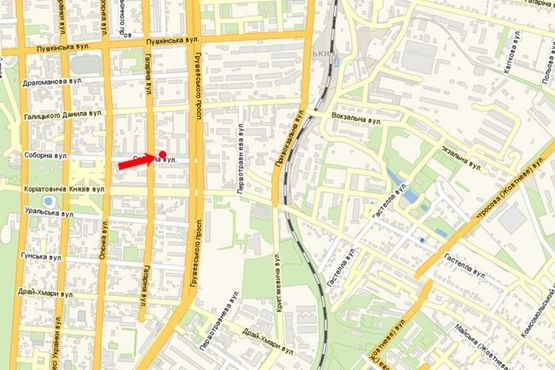 Схема рекламної площини за адресою Соборная ул., возле магазина "Соборний"