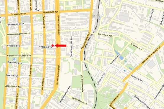 Схема рекламной плоскости по адресу Соборная ул., возле магазина "Олимп"