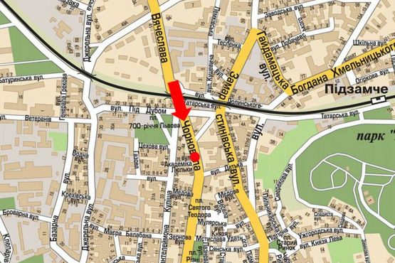 Схема рекламной плоскости по адресу Черновола пр. / Детько ул., разделитель, в центр Схема рекламной плоскости по адресу Черновола пр. / Детько ул., разделитель, в центр