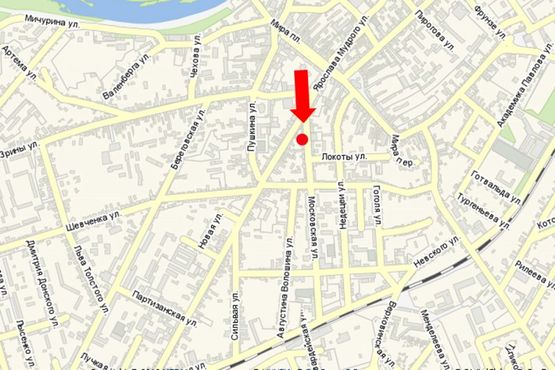 Схема рекламної площини за адресою Московская ул. / ул. Я. Мудрого, возле "Укрсиббанка"