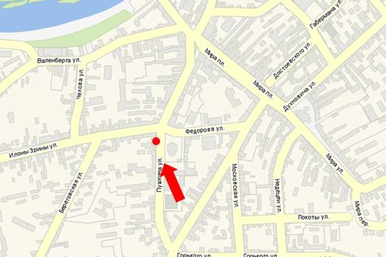 Схема рекламной плоскости по адресу Пушкина ул., возле  ТЦ Меркурий, магазина "София" Схема рекламной плоскости по адресу Пушкина ул., возле  ТЦ Меркурий, магазина "София"