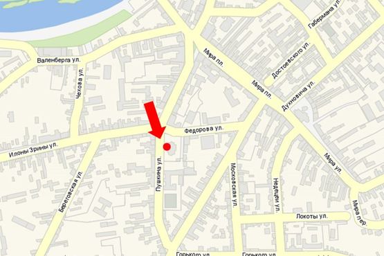 Схема рекламної площини за адресою Пушкина ул., возле церкви