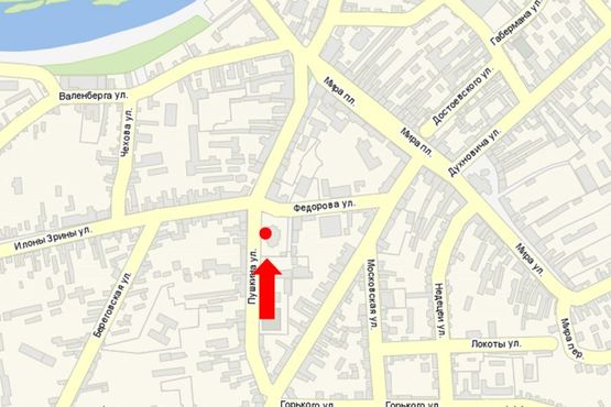 Схема рекламной плоскости по адресу Пушкина ул., возле церкви