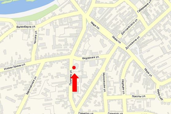 Схема рекламної площини за адресою Пушкина ул., возле церкви