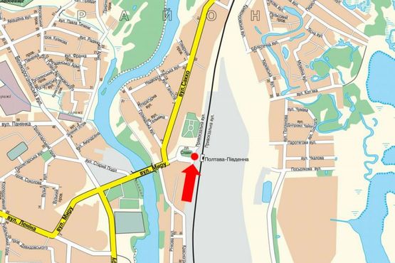 Схема рекламной плоскости по адресу Славы пл., 1, возле Южного ж/д вокзала