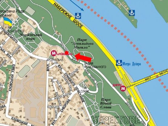 Схема рекламной плоскости по адресу Парковая дорога ул., в районе "Зеленого театра", в сторону ул. Грушевского, Европейской пл. Схема рекламной плоскости по адресу Парковая дорога ул., в районе "Зеленого театра", в сторону ул. Грушевского, Европейской пл.