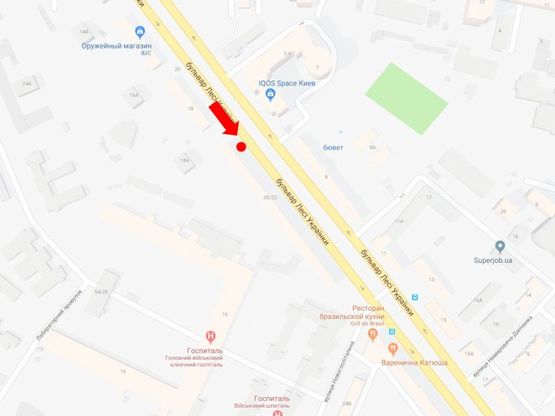 Схема рекламної площини за адресою Украинки бул., 22, в сторону пл. Л. Украинки