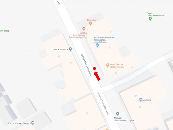 Схема рекламної площини за адресою Михайловская ул., 24а, в сторону Михайловской пл.