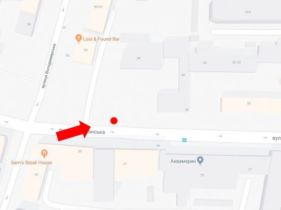 Схема рекламной плоскости по адресу Жилянская ул., 38 / ул. Владимирская, в сторону ул. Б. Васильковская (бывш. Красноармейская ул.)