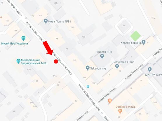 Схема рекламной плоскости по адресу Саксаганского ул., 93, в центр