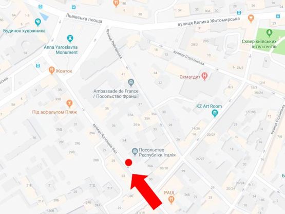 Схема рекламной плоскости по адресу Ярославов Вал ул., 32, в сторону Львовской пл.