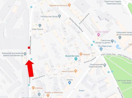 Схема рекламної площини за адресою Московская ул., 8, в сторону ст. м. «Арсенальная»