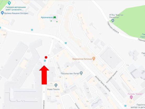 Схема рекламной плоскости по адресу Московская ул., 2, в сторону ст. м. "Арсенальная"