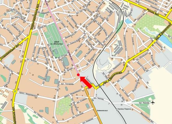 Схема рекламной плоскости по адресу Главная ул., 120, напротив магазина "Захид", в центр