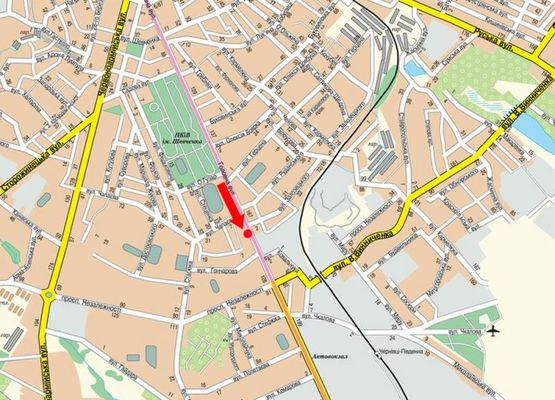 Схема рекламной плоскости по адресу Главная ул., 108, возле магазина "Ассоль", из центра