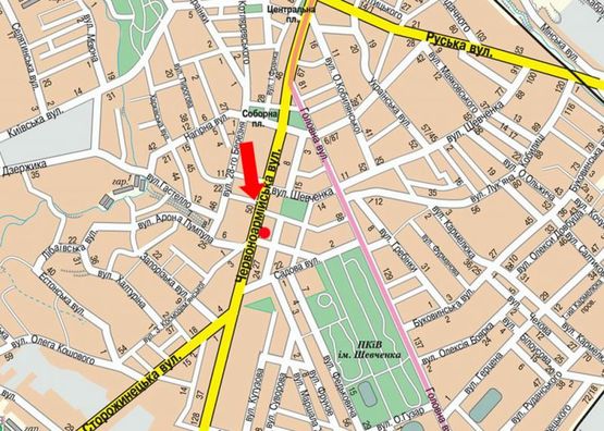 Схема рекламной плоскости по адресу Героев Майдана ул. (бывш. Красноармейская ул.), 27, возле Приватбанка