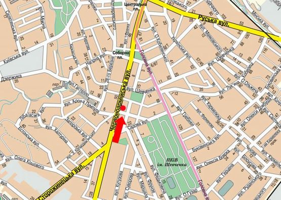 Схема рекламной плоскости по адресу Героев Майдана ул. (бывш. Красноармейская ул.), 27, возле Приватбанка