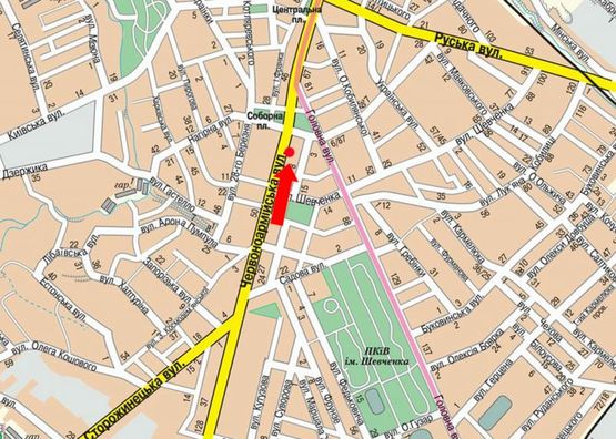 Схема рекламной плоскости по адресу Героев Майдана ул. (бывш. Красноармейская ул.), 3, возле центра современного искусства "Бункер"