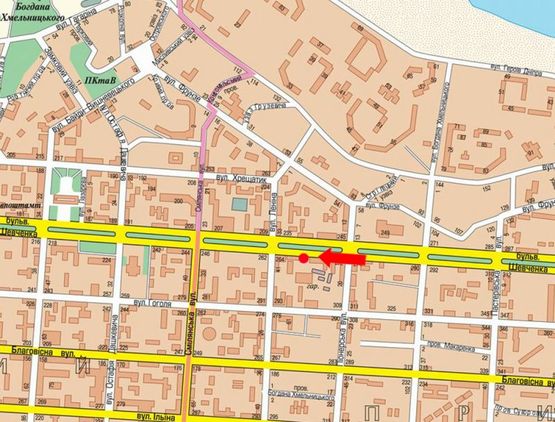 Схема рекламной плоскости по адресу Шевченко бул., 270, напротив Приватбанка, лаборатории "Синево", в центр Схема рекламной плоскости по адресу Шевченко бул., 270, напротив Приватбанка, лаборатории "Синево", в центр