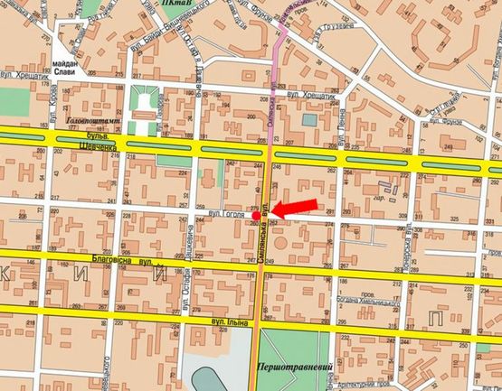 Схема рекламной плоскости по адресу Гоголя ул. / Смелянская ул., со стороны Центрального рынка