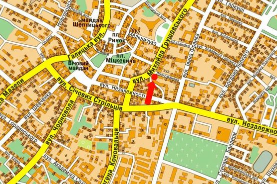 Схема рекламної площини за адресою Грушевского ул., возле автосалона "Renault"