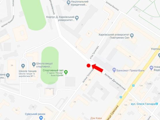 Схема рекламной плоскости по адресу Динамовская ул. - ул. Тринклера, в сторону ул. Новгородской