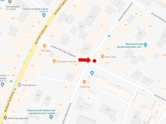 Схема рекламної площини за адресою Ярослава Мудрого ул. (бывш. ул.Петровского) - ул. Мироносицкая, в сторону ул. Пушкинской Схема рекламної площини за адресою Ярослава Мудрого ул. (бывш. ул.Петровского) - ул. Мироносицкая, в сторону ул. Пушкинской