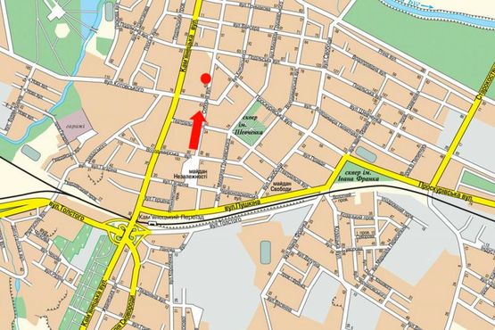 Схема рекламной плоскости по адресу Соборная ул., 42, возле магазина "Киевстар", турфирмы "Сам"