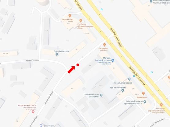 Схема рекламної площини за адресою Кудри ул., 42 / ул. Чигорина, в сторону бул. Украинки Схема рекламної площини за адресою Кудри ул., 42 / ул. Чигорина, в сторону бул. Украинки