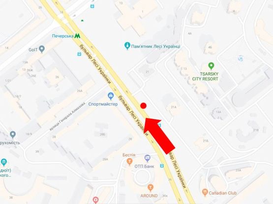 Схема рекламной плоскости по адресу Украинки бул., 21А - 21, в сторону ст. м. "Печерская" Схема рекламной плоскости по адресу Украинки бул., 21А - 21, в сторону ст. м. "Печерская"