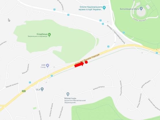 Схема рекламной плоскости по адресу Дружбы Народов бул., 150м. до пл. ГВОВ, в сторону моста Патона