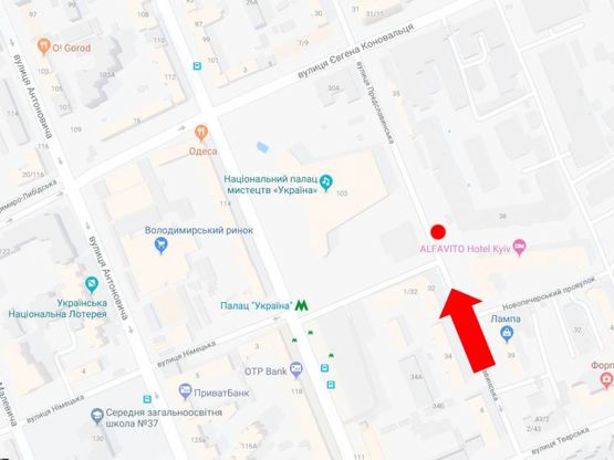 Схема рекламної площини за адресою Предславинская ул., 35, возле дворца "Украина", в сторону центра Схема рекламної площини за адресою Предславинская ул., 35, возле дворца "Украина", в сторону центра